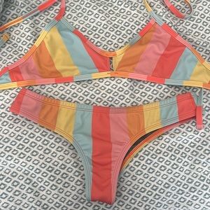 Jolyn Sherbet Discontinued Color Vent Top Duke Bottom Bikini Set